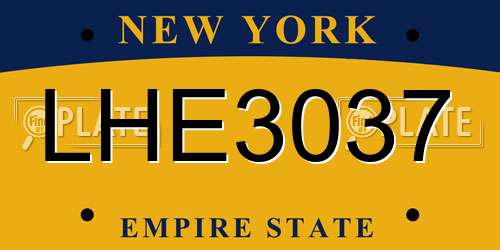 LHE3037 New York License Plate