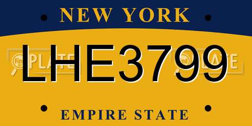 LHE3799 New York License Plate