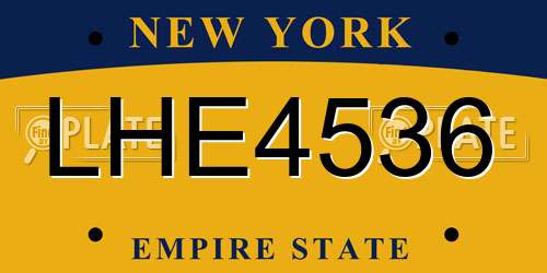 LHE4536 New York License Plate