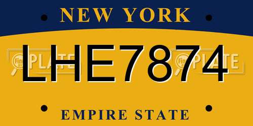 LHE7874 New York License Plate