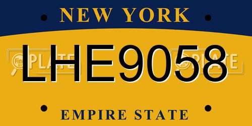 LHE9058 New York License Plate