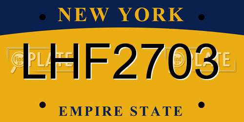 LHF2703 New York License Plate