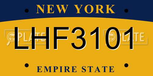 LHF3101 New York License Plate