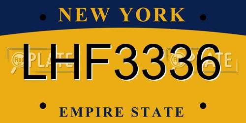 LHF3336 New York License Plate