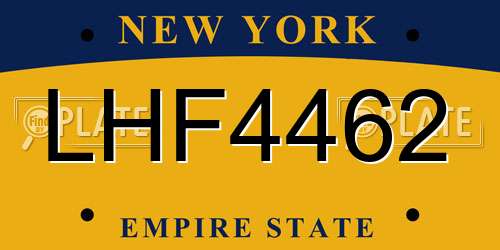 LHF4462 New York License Plate