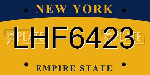 LHF6423 New York License Plate