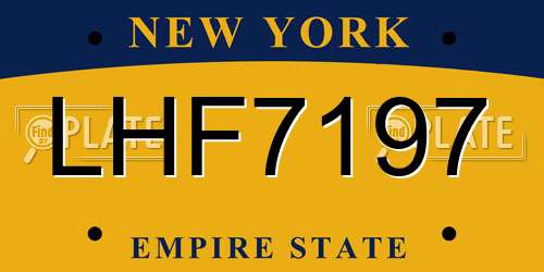 LHF7197 New York License Plate