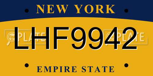 LHF9942 New York License Plate