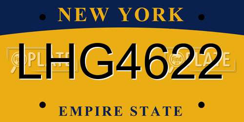 LHG4622 New York License Plate