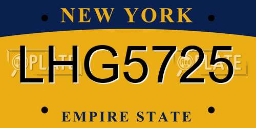 LHG5725 New York License Plate