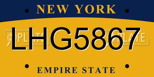 LHG5867 New York License Plate