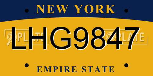 LHG9847 New York License Plate
