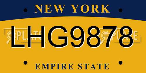 LHG9878 New York License Plate