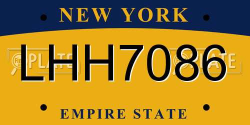 LHH7086 New York License Plate