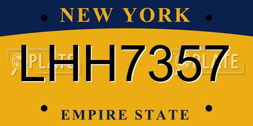 LHH7357 New York License Plate