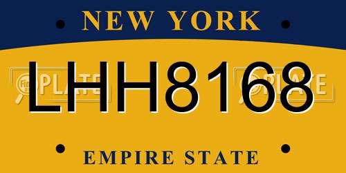 LHH8168 New York License Plate