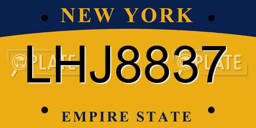 LHJ8837 New York License Plate