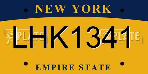 LHK1341 New York License Plate
