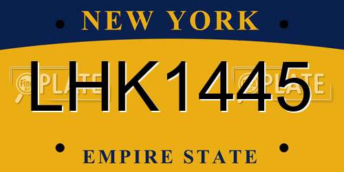 LHK1445 New York License Plate