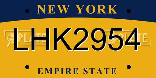 LHK2954 New York License Plate