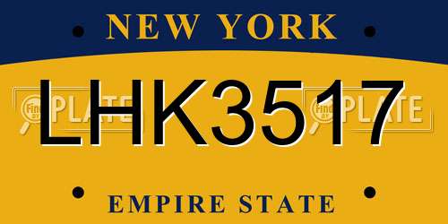 LHK3517 New York License Plate