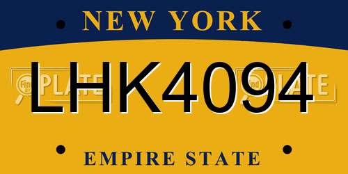 LHK4094 New York License Plate