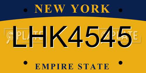 LHK4545 New York License Plate
