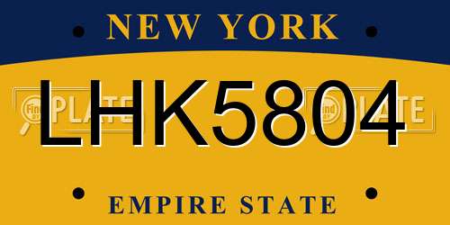 LHK5804 New York License Plate