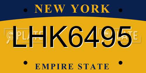 LHK6495 New York License Plate