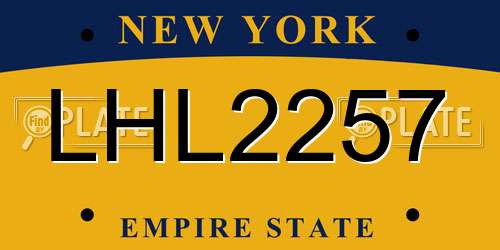 LHL2257 New York License Plate