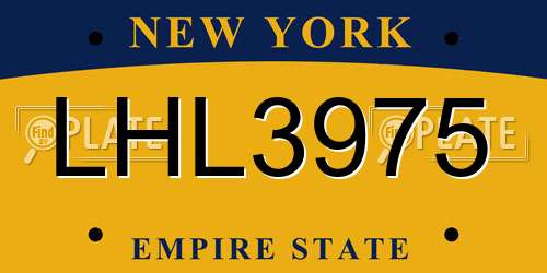 LHL3975 New York License Plate