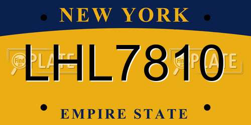 LHL7810 New York License Plate