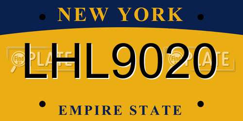 LHL9020 New York License Plate