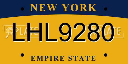 LHL9280 New York License Plate
