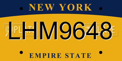 LHM9648 New York License Plate