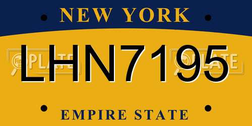 LHN7195 New York License Plate