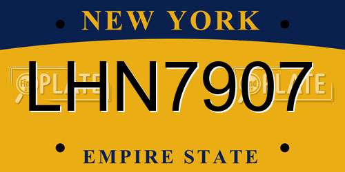 LHN7907 New York License Plate