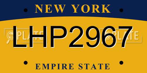 LHP2967 New York License Plate
