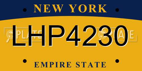 LHP4230 New York License Plate