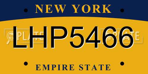 LHP5466 New York License Plate