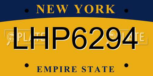 LHP6294 New York License Plate