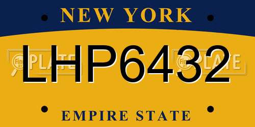 LHP6432 New York License Plate