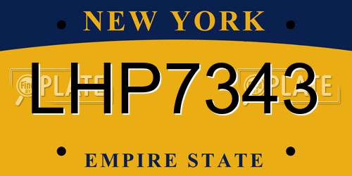 LHP7343 New York License Plate
