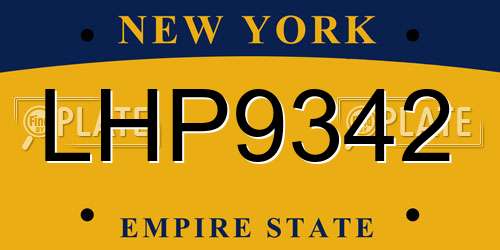 LHP9342 New York License Plate