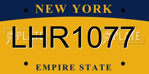 LHR1077 New York License Plate