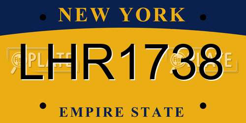 LHR1738 New York License Plate