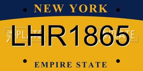 LHR1865 New York License Plate