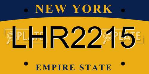 LHR2215 New York License Plate