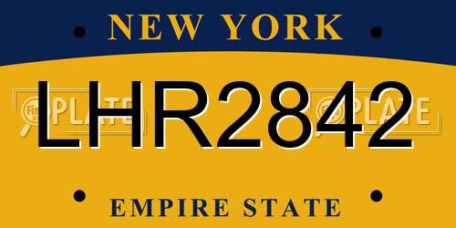 LHR2842 New York License Plate