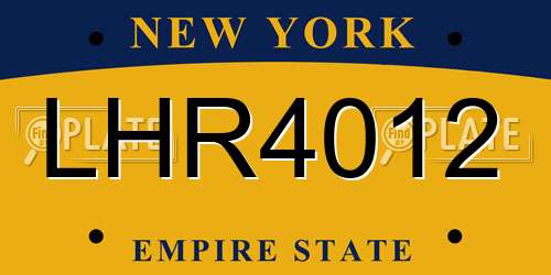 LHR4012 New York License Plate